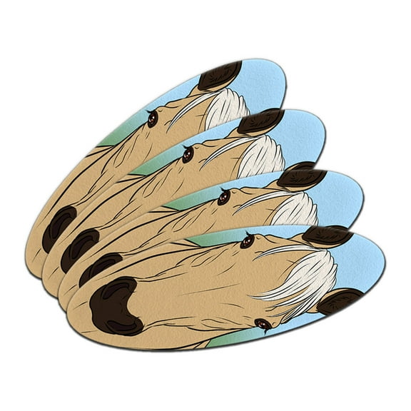 Horse Palomino Double-Sided Oval Nail File Emery Board Set 4 Pack