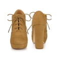 thumbnail image 5 of BLISSFUL STEP Bottines pour Femmes en Faux Suède à Talon Épais Plateforme à Lacets Bout Rond Bottes Habillées Brun 7, 5 of 5