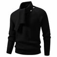 thumbnail image 2 of FAOWME Men's Knit Sweater With Detachable Scarf Long Sleeve Solid Color Comfortable Warm Pullover Outerwear For Casual Fall And Cold Weather Wear Black L, 2 of 4