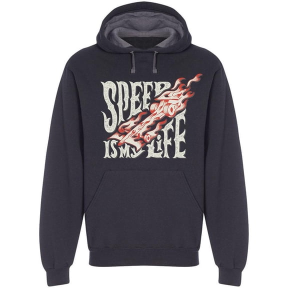 Flames W/text: Speed Is My Life Hoodie Men -Image by Shutterstock, Male Medium