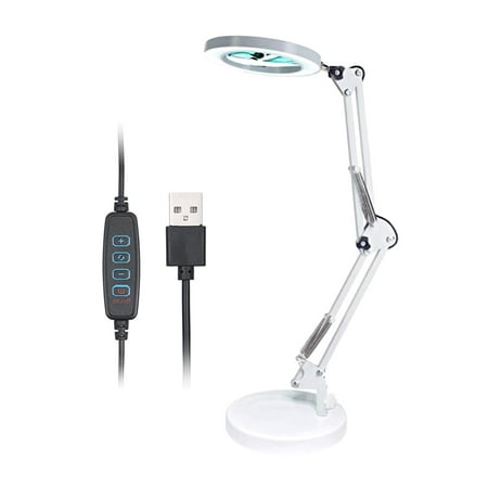 

Yabuy Magnifying Glass Magnifier with 64 LEDs Desk Table Lamp 8X Magnification 10 Levels Adjustable Brightness Dimmable 3 Colors Changing USB Powered Operated with Foldable Bendable Flexible Bra