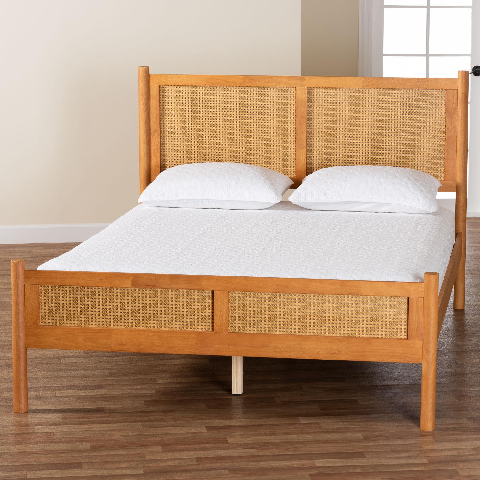 Baxton Studio Jenn Japandi Platform Bed, Queen, Golden Brown
