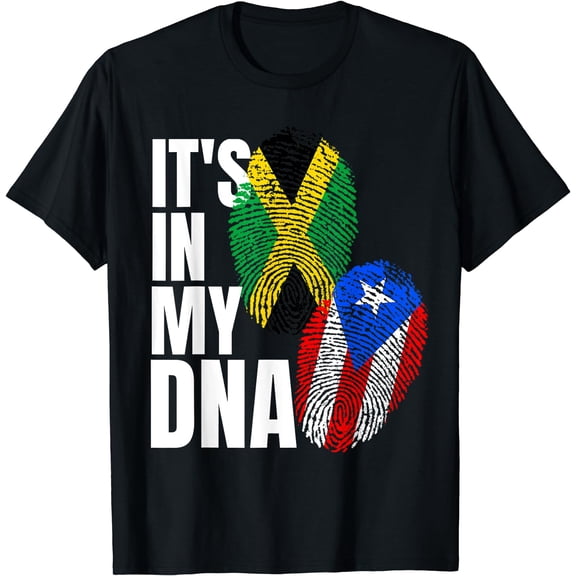 Jamaican Plus Puerto Rican Flag DNA Heritage Gift T-Shirt