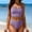 Purple, variant on Women Two Piece Diamond Textured V Notch Bikini Bathing Suit Set High Waisted Bottom Padded Bra Adjustable Straps Tummy Control Swimwear Purple L