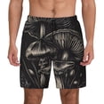 thumbnail image 2 of Picia Monochrome Mushroom Artwork pattern Mens Swim Trunks with Compression Liner Stretch Beach Shorts Quick Dry with Zipper Pockets No-Chafing Board Shorts-X-Large, 2 of 9