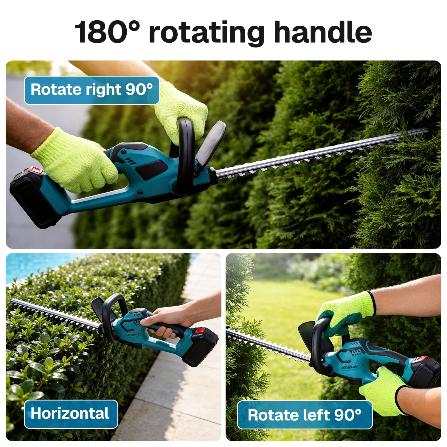 BN-LINK 22” Cordless Hedge Trimmer, Bush Trimmer with Battery and Fast Charger, Electric Hedge Trimmer for Bush,Tree, Garden