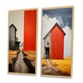 thumbnail image 3 of Designart "Landscape Barns Rural Collage V" Barns Framed Wall Art Set Of 2 - Red Architecture Framed Canvas Set For Living Room Decor, 3 of 6