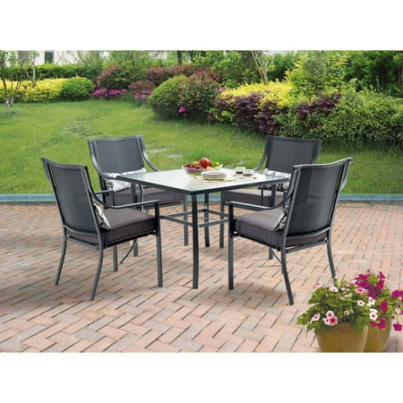 Mainstays Alexandra Square 5-Piece Outdoor Patio Dining Set, Grey with Leaves