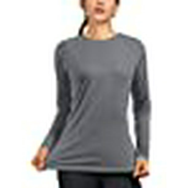 Isnowood Women's Spf Long Sleeve Uv Sun Protection Shirts Quick Dry Rash Guard Swim Outdoor T-Shirt For Fishing Running Workout Gray