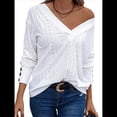 thumbnail image 3 of Blusas Elegantes e Informales para Mujer, con Cuello en V, Larga, Botones, Encaje Calado y Bordado. XL, 3 of 9