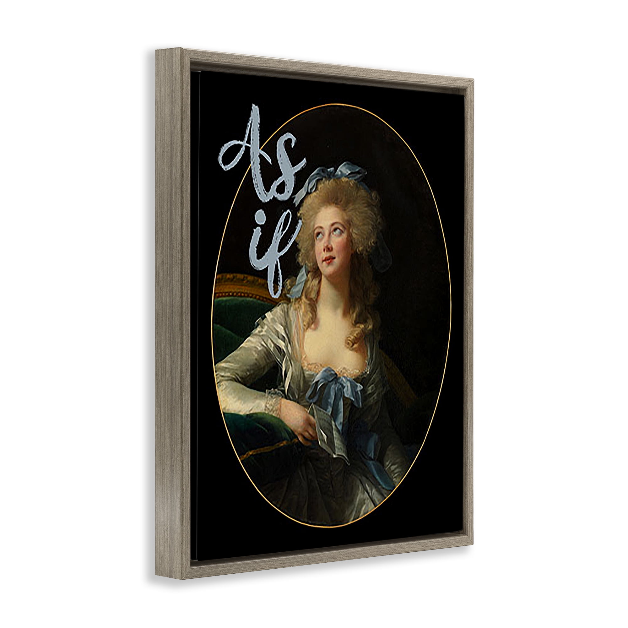 Stupell Industries As If Classical Portrait Novelty & Humor Painting Brown Floater Framed Canvas Art Print Wall Art, 25 x 31
