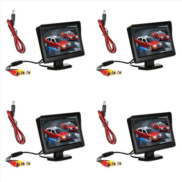 4X DC 9V-24V Kit de Monitor Retrovisor de Coche de 4,3 Pulgadas TFT LCD Cámara de Visión Trasera de Coche Monitor de de Estacionamiento de Marcha Atrás Sin Cámara