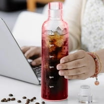 750ml Measuring Water Bottle, Timed Hydration Tracking Bottle with Hourly Markings, BPA-Free Plastic Sports Bottle, Leakproof Design for Gym, Office, and Daily Use