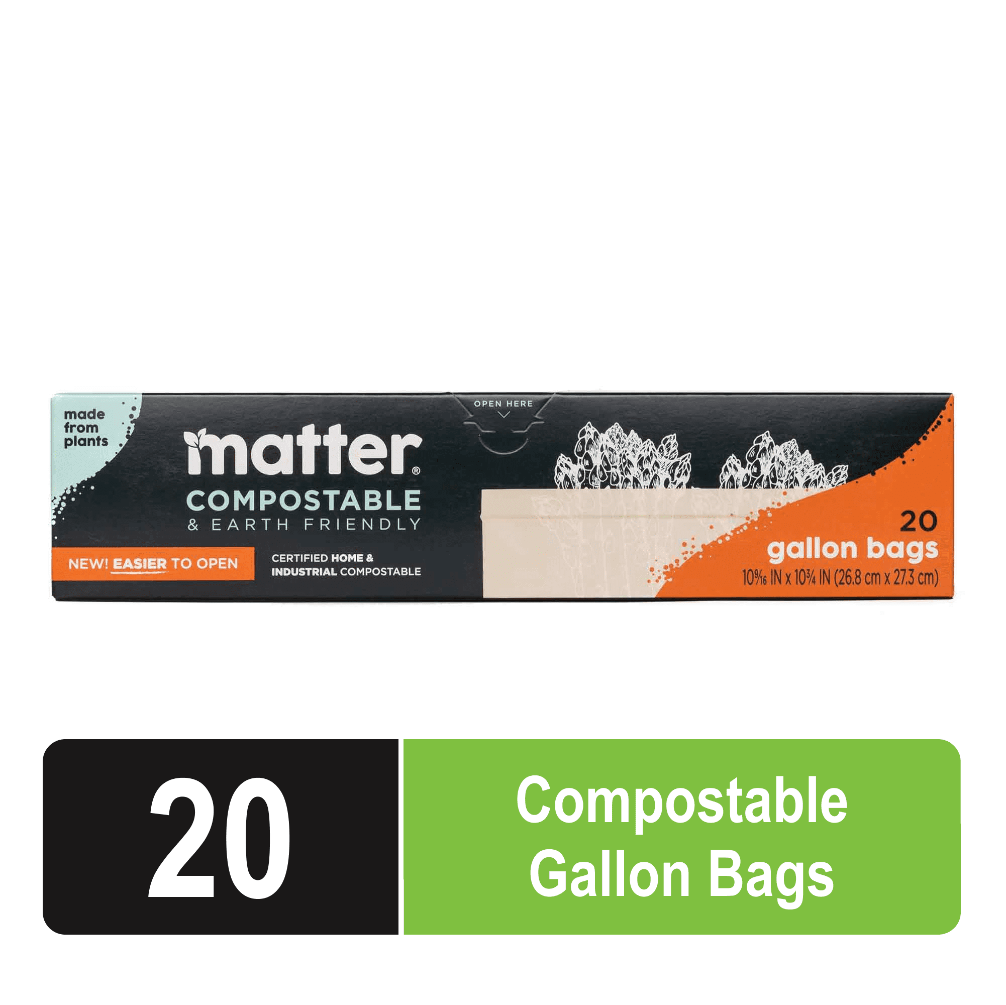 (3 pack) Matter Compostable Gallon Food Storage Bags, 20 Count