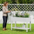thumbnail image 2 of Nihsuao Elevated Mobile Raised Garden Bed with Storage Shelf & Lockable Wheels, Weather-Resistant HDPE Planter Table for Patio, Herb & Vegetable Growing, White, 2 of 7