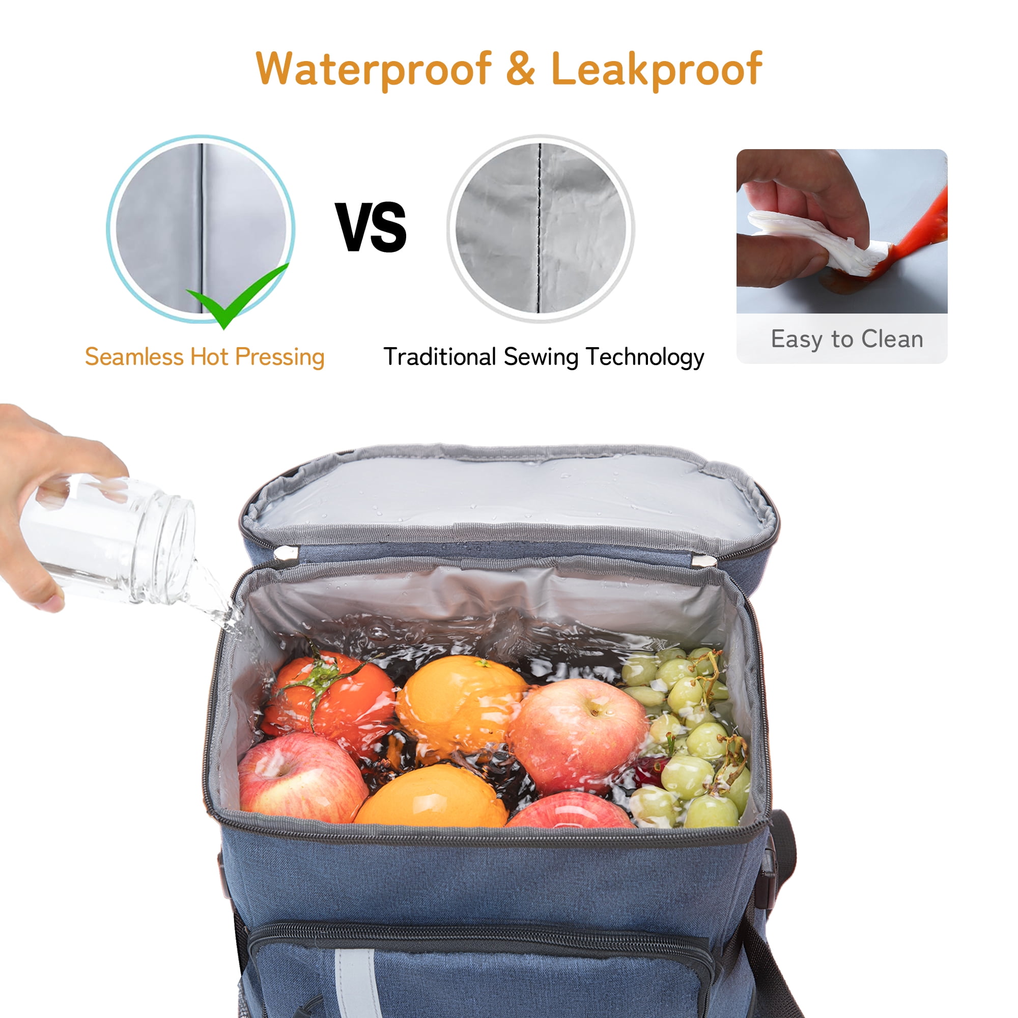 Besrey Cooler Backpack,30L Soft Lightweight Leakproof Cooler Backpack,Insulated Cooler Bag,Portable Soft Cooler Bag Waterproof for Beach, Travel, Camping,Blue