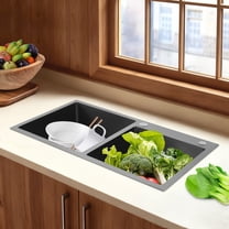 Black 80 x 45 cm 304 Stainless Steel Dual Bowl Kitchen Sink 24.25 lbs