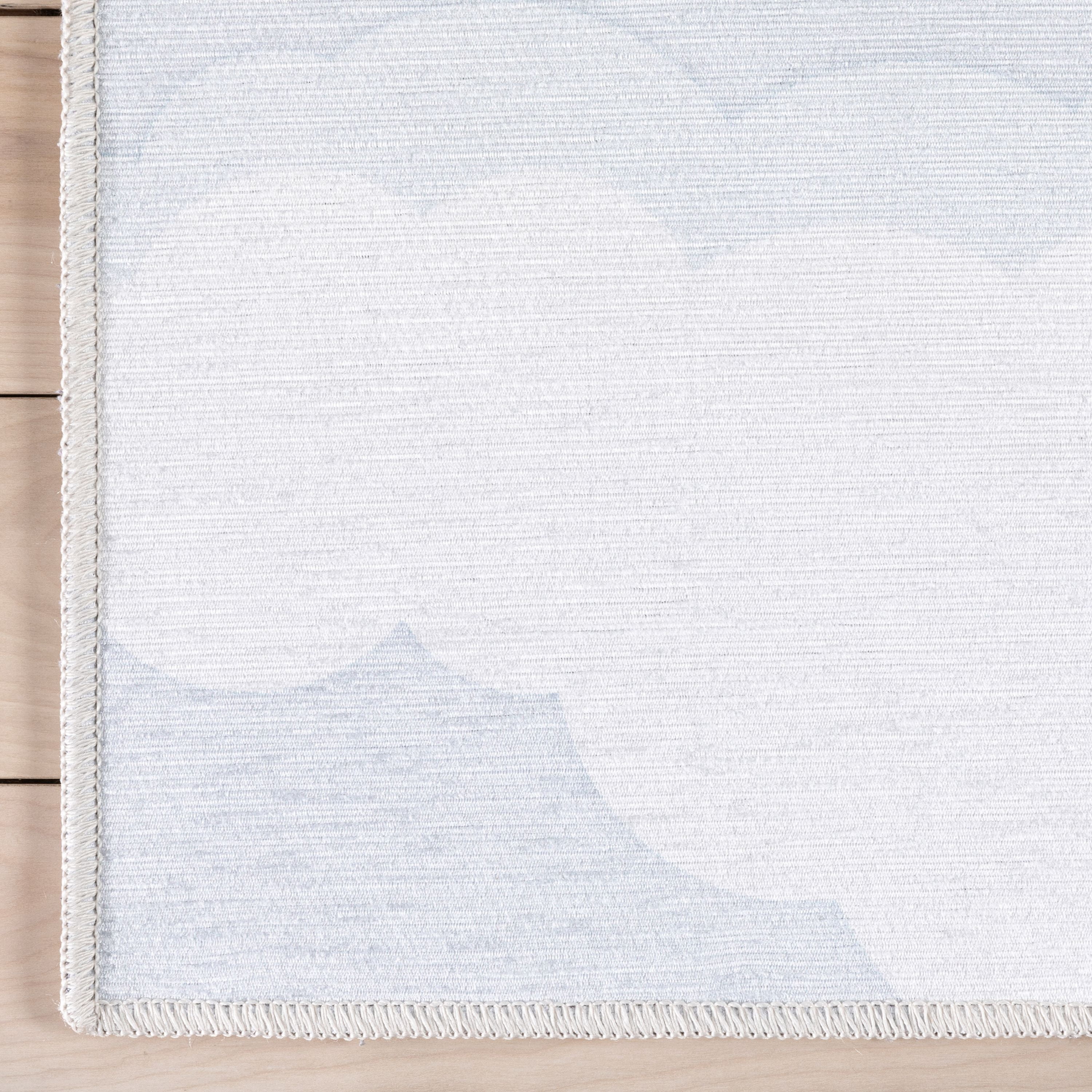 Well Woven Kids Rugs Cloud 9 Sun Modern Grey Light Blue Printed Distressed Machine Washable 5' x 7' Area Rug