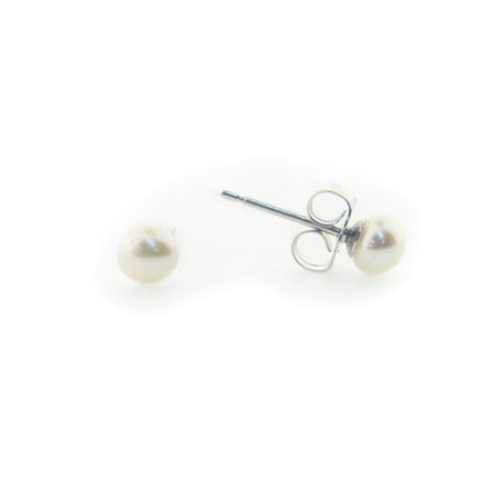 Netsilver Designer 925 Sterling Silver Mini Freshwater Cultured Designer 925 Sterling Silver Mini Freshwater Cultured Pearl Stud Earrings Size 3