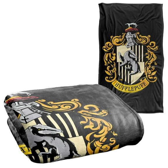 Harry Potter Hufflepuff Crest Black Silky Touch Super Soft Throw Blanket 36" x 58"