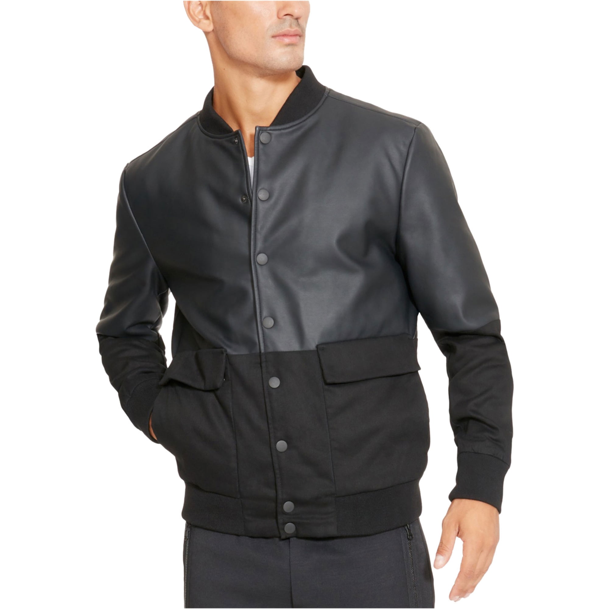 Kenneth Cole Mens Faux-Leather Bomber Jacket, Black, Small (Regular) -  Walmart.com