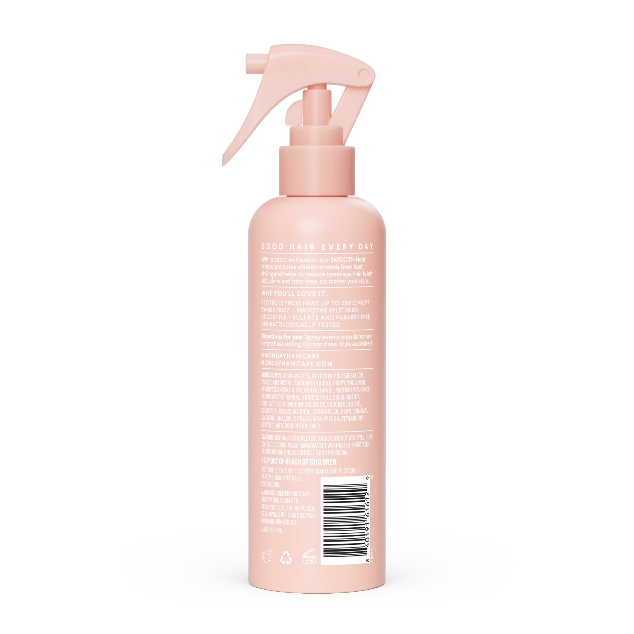 MONDAY Haircare SMOOTH Heat Protectant with Keratin – 6 oz for a Smooth, Polished Finish