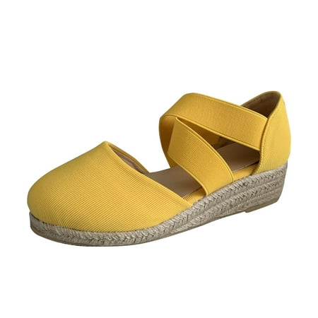 

Sandals For Women Summer Womens Fashion Summer Wedge Hemp Rope Cloth Sandals Large Size Casual Shoes Stylish Shoes