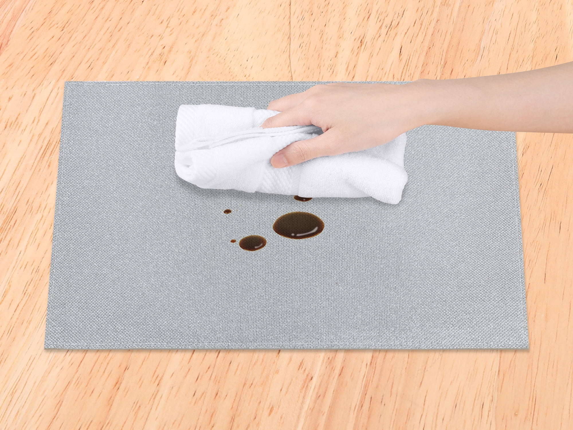 Unique Bargains Set of 6 Sparkle Placemats for Kitchen Dining Table Decor Silver