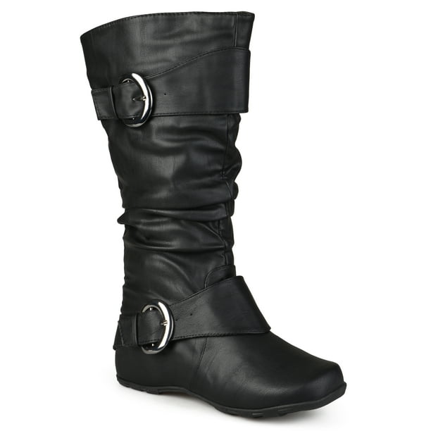 Brinley Co. - Women's Extra Wide Calf Knee High Slouch Buckle Boots ...