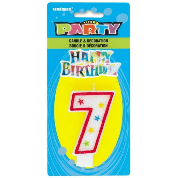 Number 7 Birthday Candle and Cake Topper (Pack of 3)