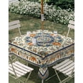 thumbnail image 3 of Square Outdoor Tablecloth with Umbrella Hole Southwest Farmhouse Outside Table Cloth Waterproof Patio Table Cover Orange Blue Desert Bohemian Zipper Tablecloths for Picnic Party Camping 54x54 Inch, 3 of 8