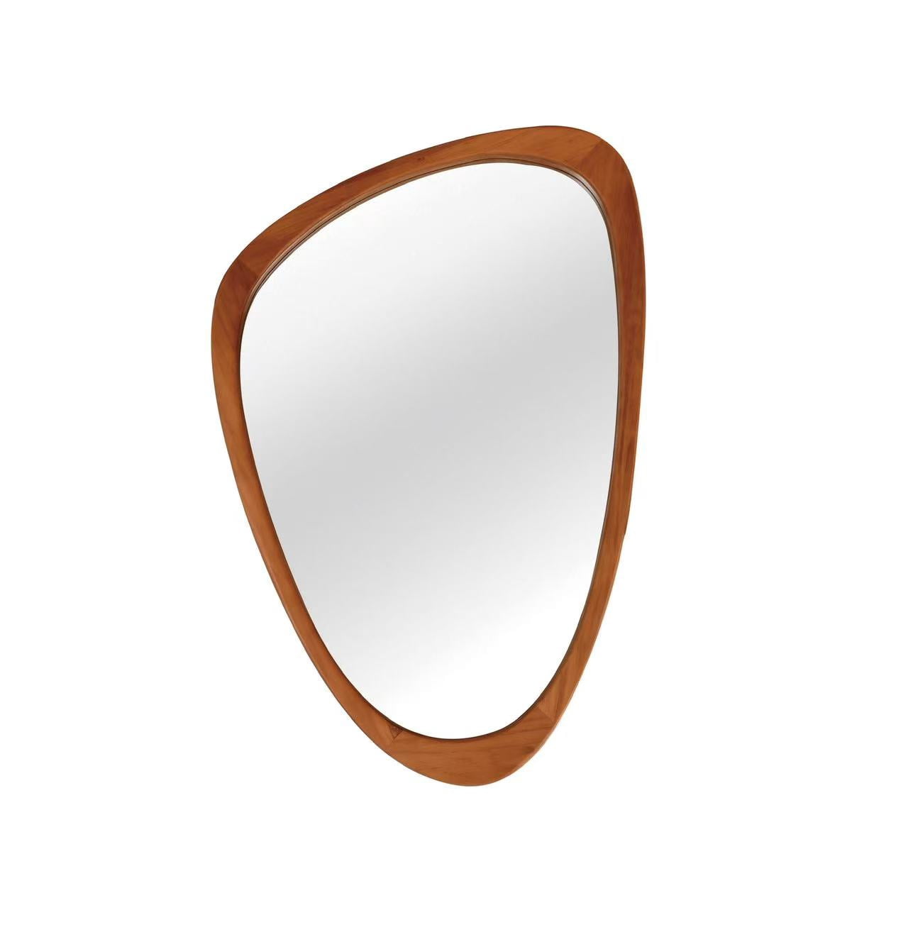 20x30-Inch Irregular Solid Wood Frame Mirror, Decorative Wall Mirror and Vanity Mirror for Bedroom Bathroom Living Room Entryway, Yellowish Brown