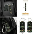 thumbnail image 7 of Yuyamidu Dragonfly Car Front Back Seat Covers Full Set Flower Sun Visor Car Steering Wheel Cover Seat Belt Pads Gear Shift Knob Cover Coasters Rear View Mirror Cover Keychain Set of 16, 7 of 7