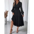 thumbnail image 2 of Long Sleeve Dress for Women Fall V Neck Aline Spring Elegant Modest Flowy Wedding Guest Maxi Dresses, 2 of 8