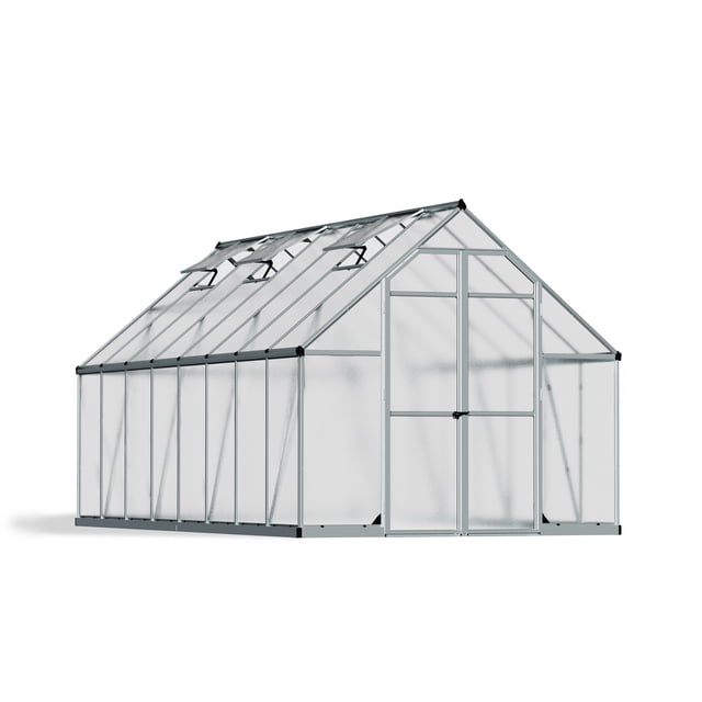 Canopia by Palram Essence Serre 8 Pi x 16 Pi - Structure Argentée et Panneaux Muraux Jumeaux