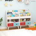 thumbnail image 2 of Gymax Kids Bookshelf w/3-Tier Bookshelves Open Compartment & 2 Foldable Fabric Drawers, 2 of 10
