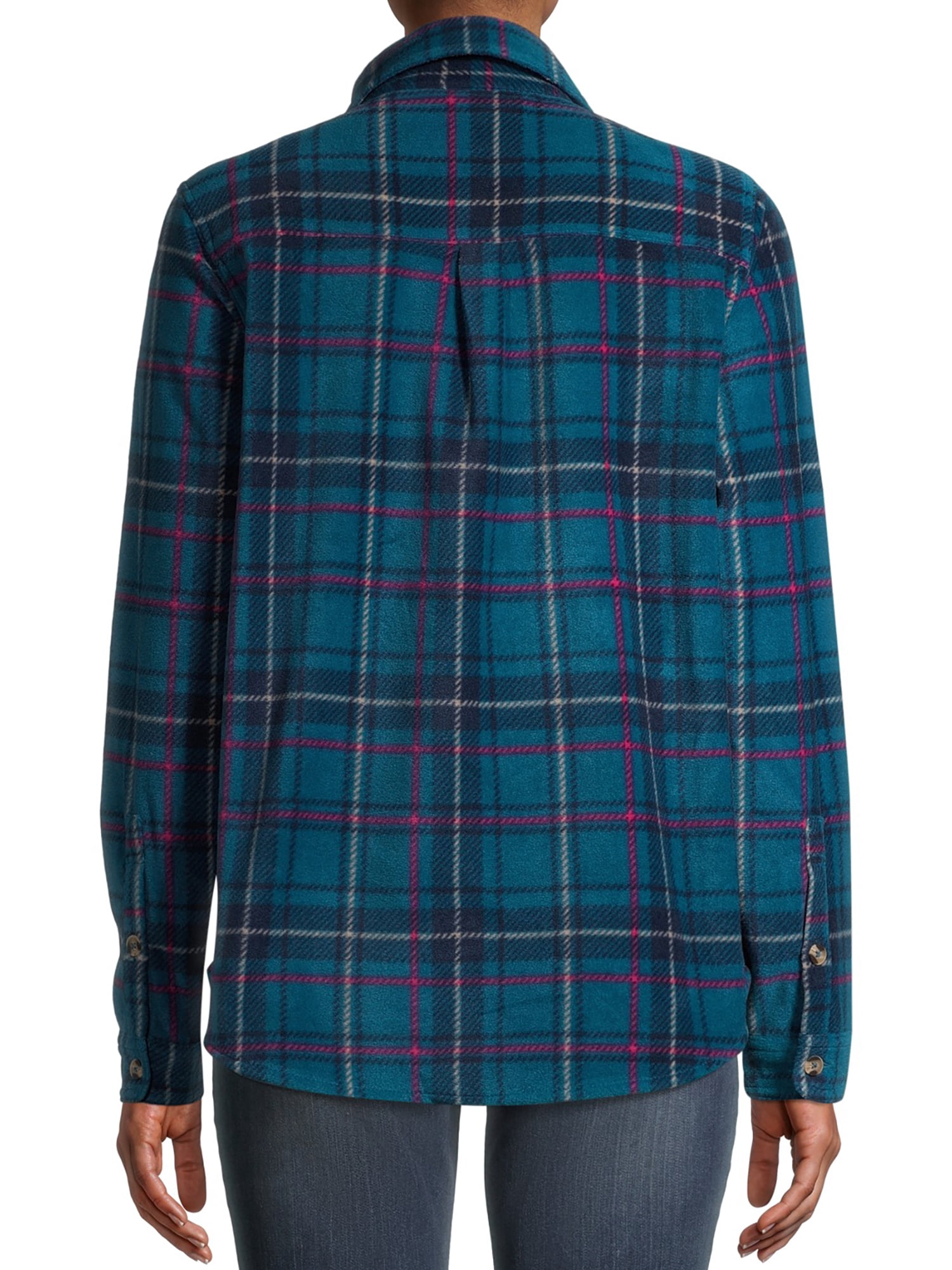 Time and Tru Long Sleeve Relaxed Fit Checked Plaid Jacket (Women's) 1 Pack