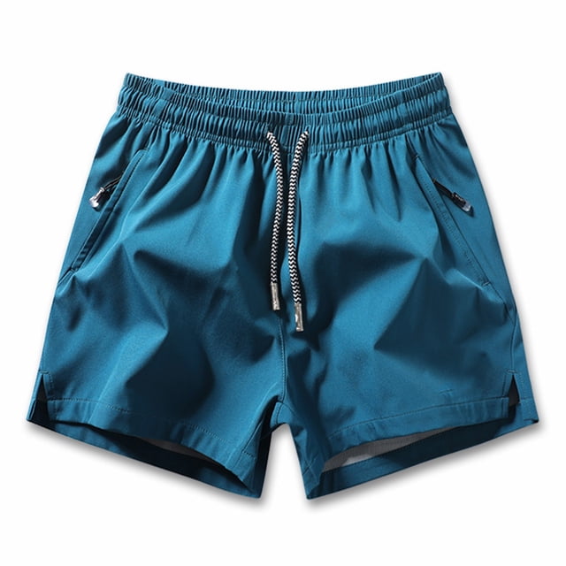 Men's Casual Shorts for Spring and Summer | Solid Color Sports Short with Zip Pockets Slit Hem Five-Point Design