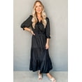 thumbnail image 5 of Women's Black Flounced Sleeve V Neck Maxi Dress – Elegant Tiered Design for Spring Outings | XL, 5 of 7