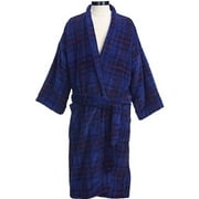 Men's Cotton Velour Plaid Robe