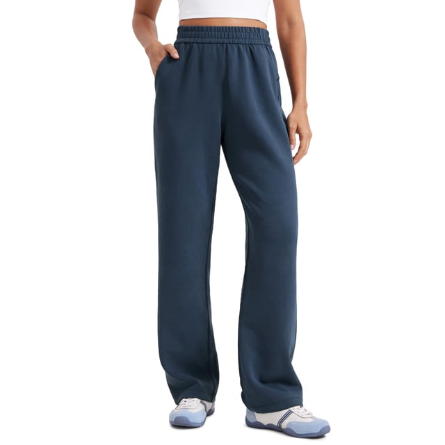 Pantalones deportivos CRZ YOGA SoftAura de pierna ancha para mujer, color azul tinta, talla S
