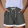 thumbnail image 7 of Women's Lace Trim Shorts, High Waisted Linen Look Casual Shorts with Drawstring and Pockets, Summer Beach Vacation Resort Outdoor Daily Wear Loose Fit Flowy Bottoms Gray XL, 7 of 7
