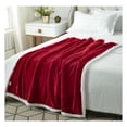 thumbnail image 2 of Posh Pascal 50"x60" Reversible Flannel Solid Sherpa Blanket in Red, 2 of 10