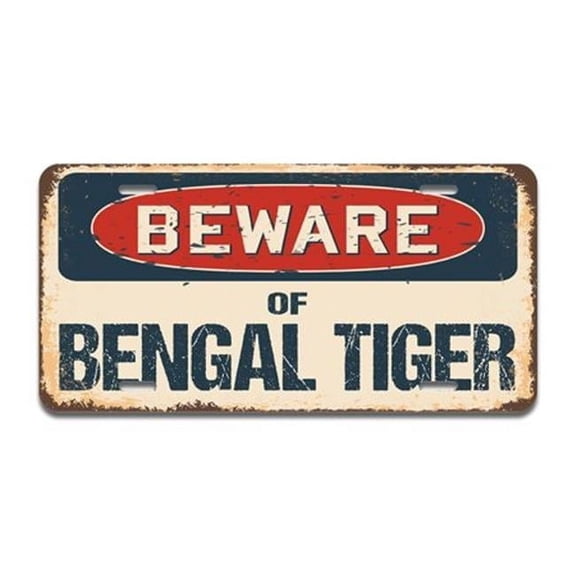 SignMission A-LP-04-250 Aluminum License Plate - Beware of Bengal Tiger