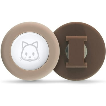 Sweet Baby Co. Airtag Cat Collar or Extra Small Dog Collar Holder 2 Pack, Fits Half Inch Collars for Small Pet, Compatible with Apple Air Tag, Waterproof GPS Tracker Case Kitten Cats Dogs (Tan/Brown)