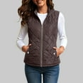 thumbnail image 2 of larppty Women's Vest, Stand Collar Lightweight Zip Up Front Quilted Padded Vest for Women (Coffee, XXL), 2 of 6