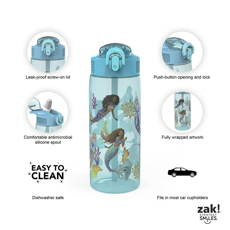 Zak Designs 25 oz Kids Plastic Water Bottle with Straw Spout and Carry  Handle for Travel Drinks, Wonder Woman 