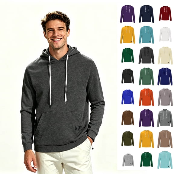 ClodeEU Men's Drawstring Pullover Hoodie with Pocket, Lightweight Fleece Long Sleeve Hooded Sweatshirt, Size S-3XL