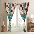 thumbnail image 4 of Patchwork Cowhide Blackout Curtains Bohemian Exotic Geometry Western Curtains 2 Panels 38"Wx54"L,Tribe Arrow Aztec Curtains & Drapes Farm Animals Bull Cow Print Farmhouse Decor, 4 of 6
