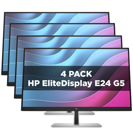 HP EliteDisplay E24 G5 24 Inch Office Monitor Full HD, Blue Light Filter, HDMI,VGA,DisplayPort Mountable Vesa - 4 Pack